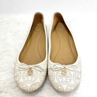 大きいサイズ◎TORY BURCH 総ロゴ柄 バレエシューズ フラット10M