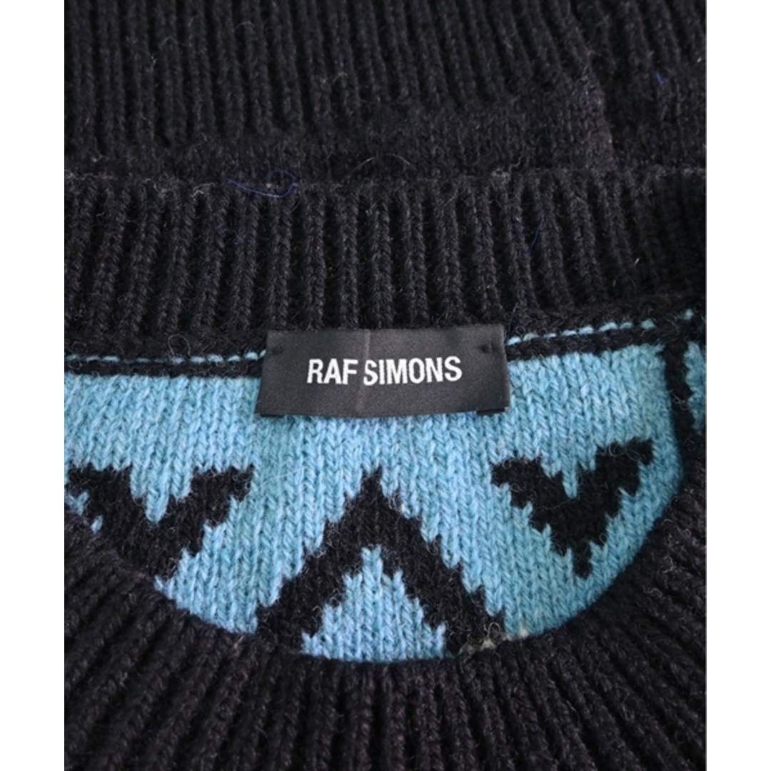 RAF SIMONS ラフシモンズ ニット・セーター M 黒x水色x白(総柄