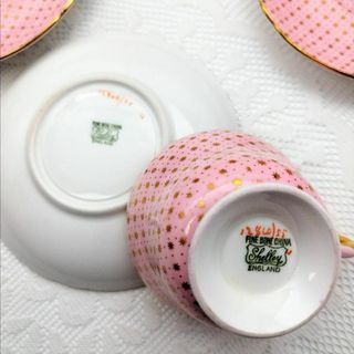 可愛い❤ 素敵 シェリー ピンク&スター カップ&ソーサーセット 英国