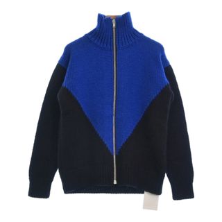 ジルサンダー(Jil Sander)のJIL SANDER ジルサンダー カーディガン 46(M位) 青x黒 【古着】【中古】(カーディガン)