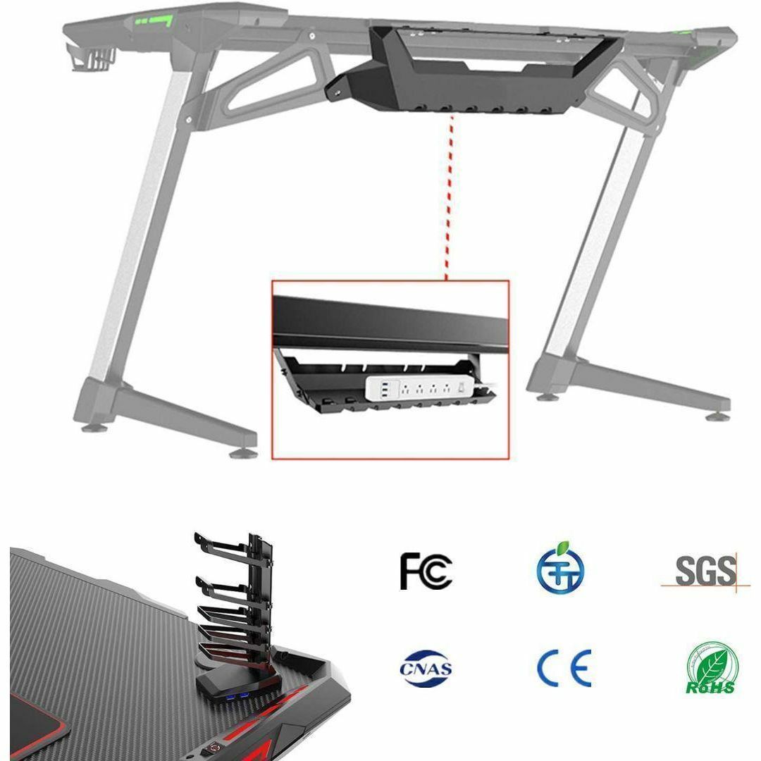 ゲーミングデスク 幅120cm奥行63cm高さ77cm RGBライティング