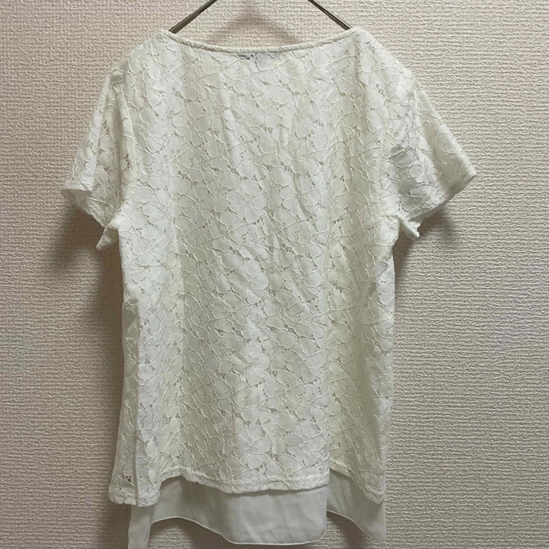 DHC(ディーエイチシー)のDHC ディーエイチシー　Tシャツ カットソー トップス　花柄　レース　M レディースのトップス(カットソー(半袖/袖なし))の商品写真