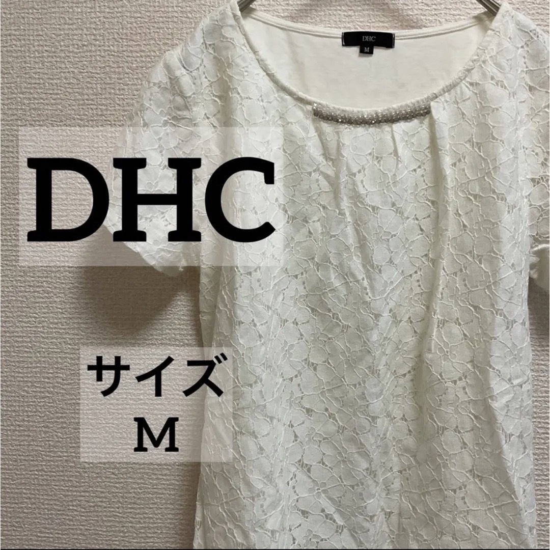 DHC(ディーエイチシー)のDHC ディーエイチシー　Tシャツ カットソー トップス　花柄　レース　M レディースのトップス(カットソー(半袖/袖なし))の商品写真