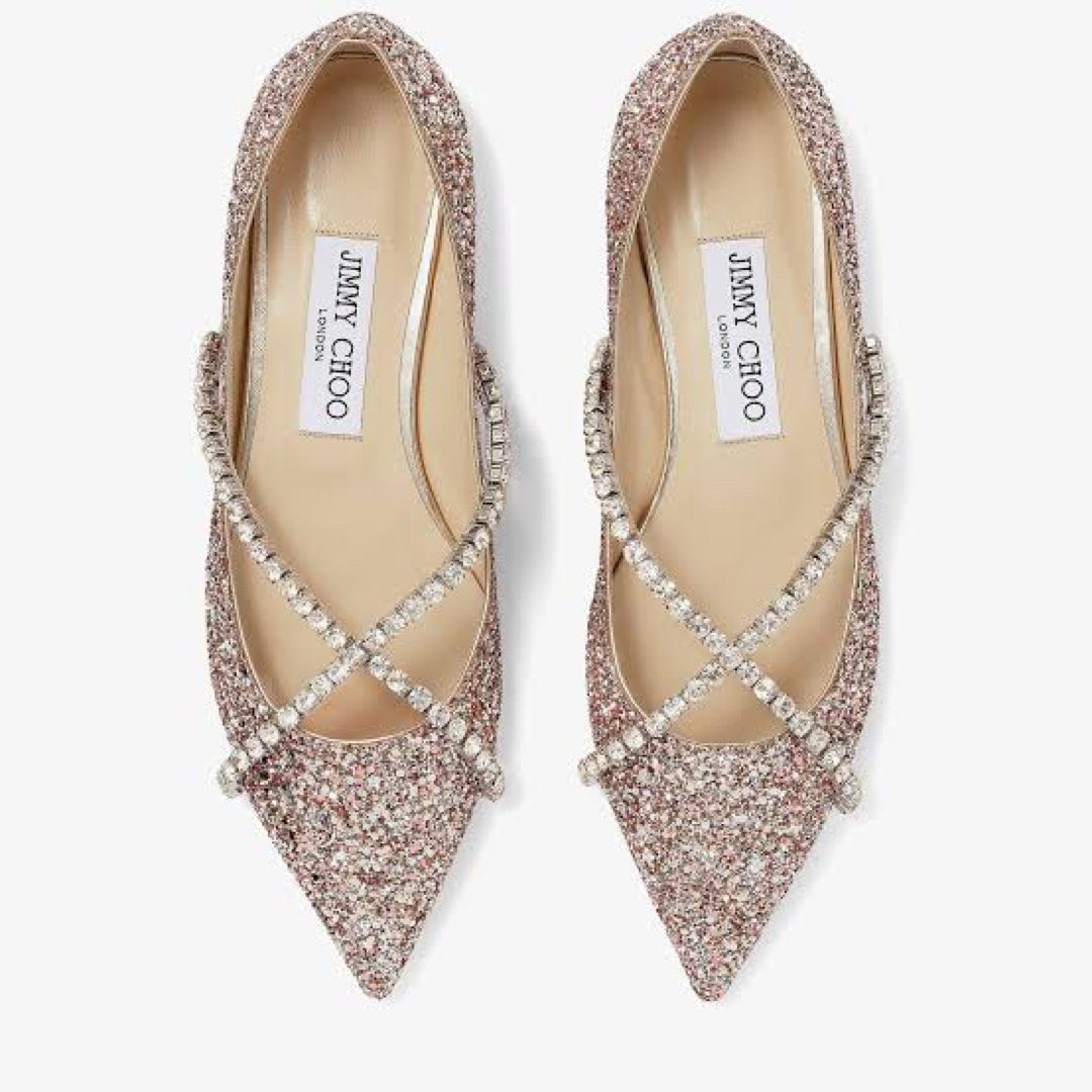 JIMMY CHOO(ジミーチュウ)のJimmy Choo グリッター フラットシューズ ピンク レディースの靴/シューズ(ハイヒール/パンプス)の商品写真