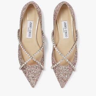 ジミーチュウ(JIMMY CHOO)のJimmy Choo グリッター フラットシューズ ピンク(ハイヒール/パンプス)