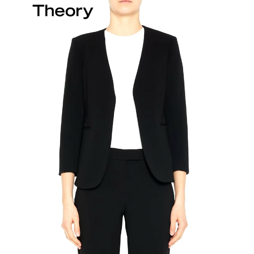 【未使用】◆大人気◆ セオリー Theory ノーカラージャケット 8 黒