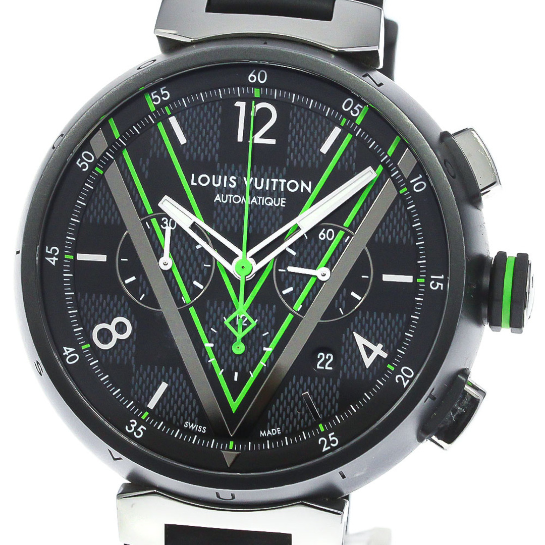 ルイ・ヴィトン LOUIS VUITTON タンブール ムーン クロノグラフ Q8D40 SS 自動巻き メンズ 腕時計