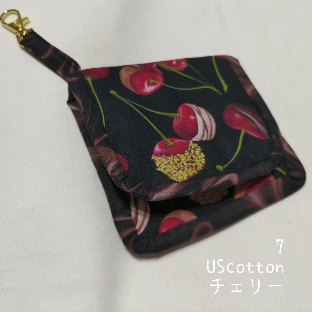 ミニ財布『UScotton・チョコスィーツ・チェリー柄』ハンドメイド ハンドメイドのファッション小物(財布)の商品写真