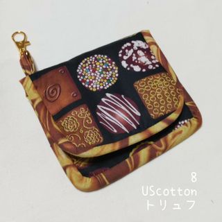 ミニ財布『UScotton・チョコスィーツ・トリュフ柄』ハンドメイド(財布)