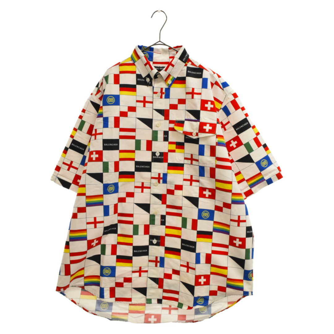 BALENCIAGA バレンシアガ 18SS Flags Pocket Shirt ビックシルエットフラッグ半袖シャツ 556869 マルチ