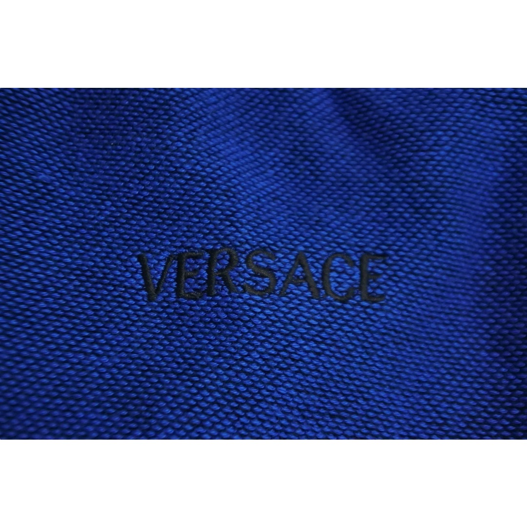 VERSACE ヴェルサーチ パンツ 22SS サイドライン グレカ ブルー ブラック コットン サイズ54 04E2E0BA786B80 美品  54389