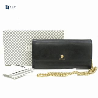 フルラ(Furla)のFURLA フルラ チェーンウォレット 二つ折り 長財布 ブラック 黒 レザー 本革 レディース 小物 【中古】 JA-17615(財布)