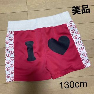 美品♡130㎝　ちびギャル　ラブ&ピース柄ミニショーパン(パンツ/スパッツ)