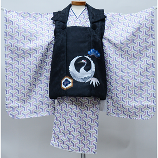 七五三 三歳 男児 被布着物セット 鶴 祝着 NO39242(和服/着物)