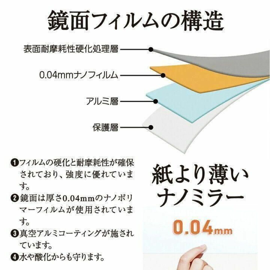 割れない鏡 ウォールミラー 壁掛け 姿見鏡 40×120cm ブラック 1622 インテリア/住まい/日用品のインテリア小物(スタンドミラー)の商品写真