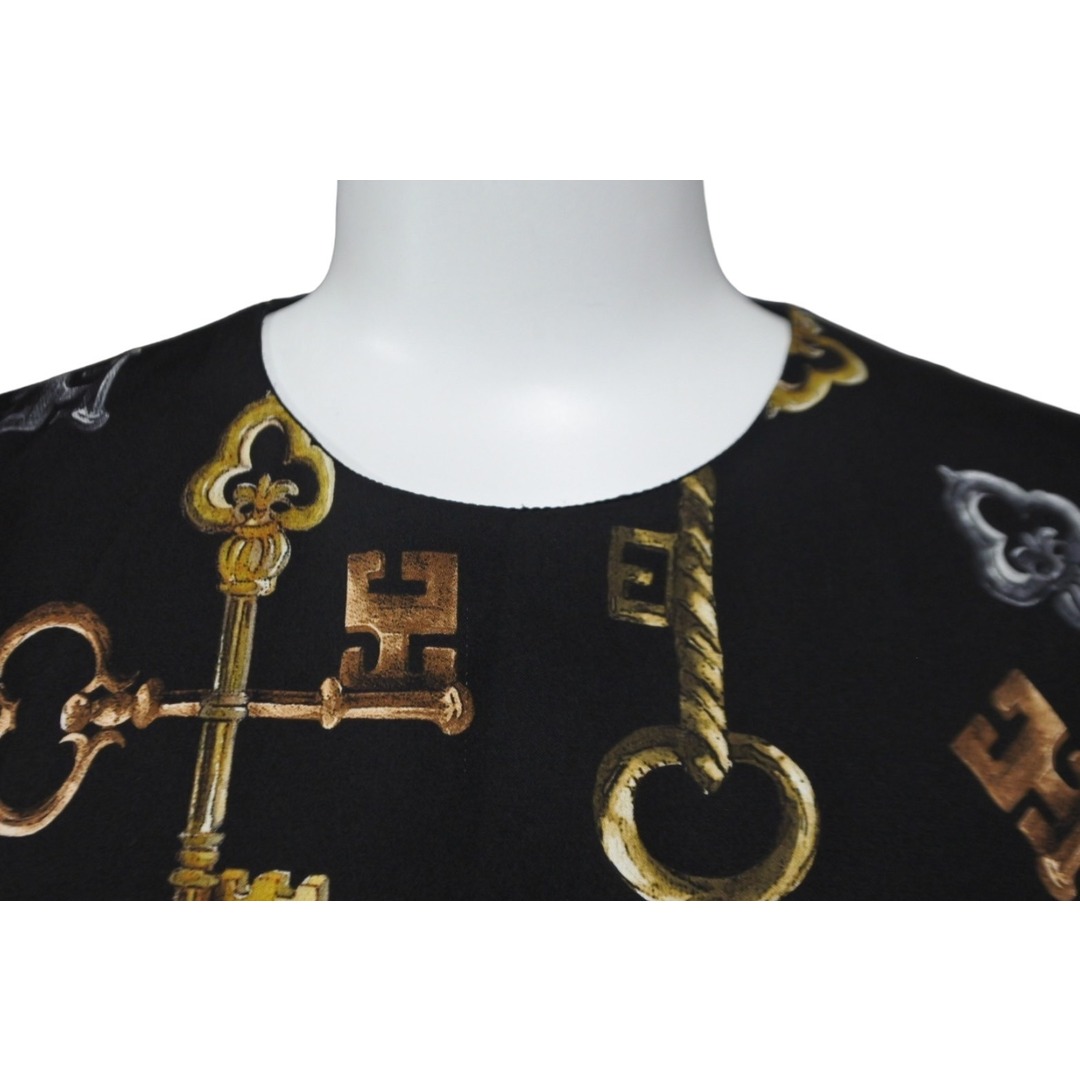 DOLCE&GABBANA ドルチェアンドガッバーナ ドレス 鍵柄 イタリア製 シルク エラスタン ブラック サイズ36 美品  53609