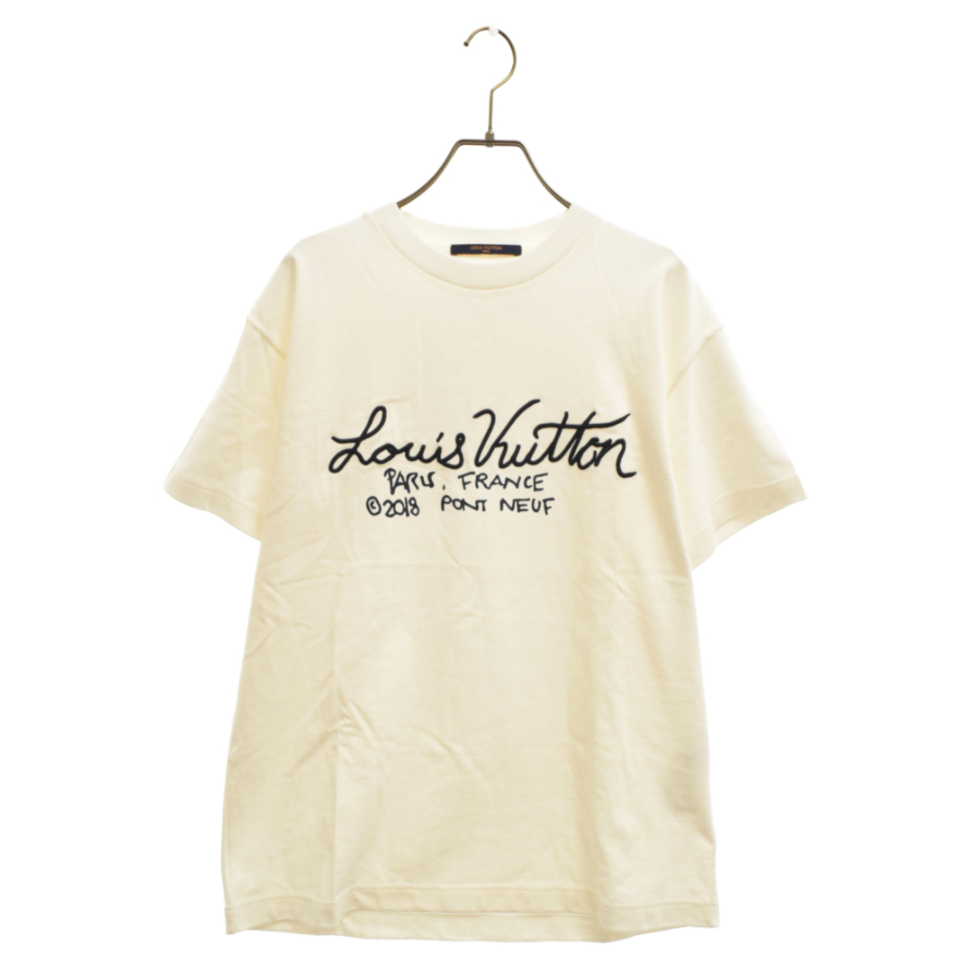 LOUIS VUITTON ルイヴィトン 20AW シグネチャーロゴ刺繍 半袖Tシャツ カットソー RM202M NPL HJY17W ホワイト