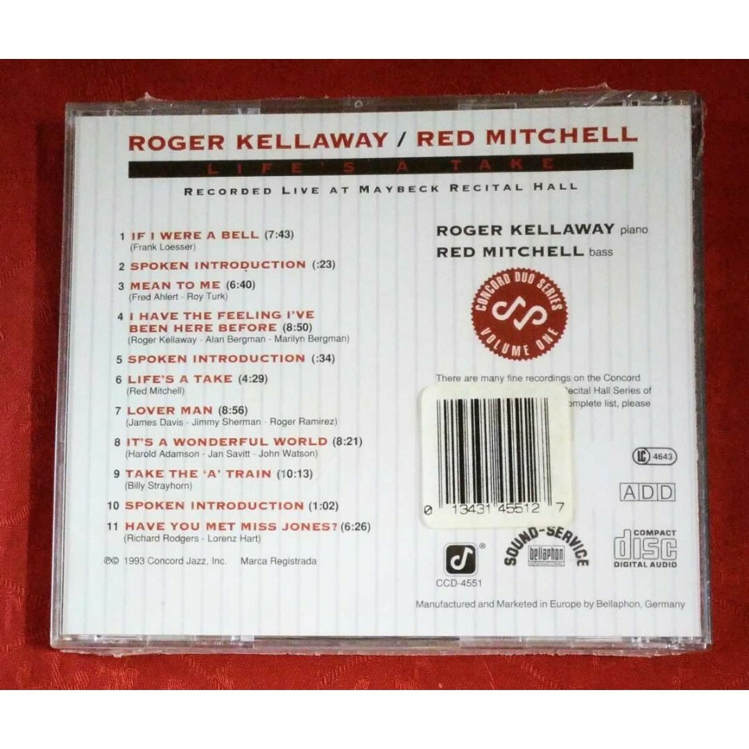 ROGER KELLAWAY & RED MITCHELL / LIFE’S A エンタメ/ホビーのCD(ジャズ)の商品写真