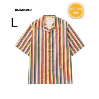 美品 ジルサンダー JIL SANDER シャツ ロングスリーブ ストライプ リネン トップス メンズ 40/15 3/4(M相当) マルチカラー