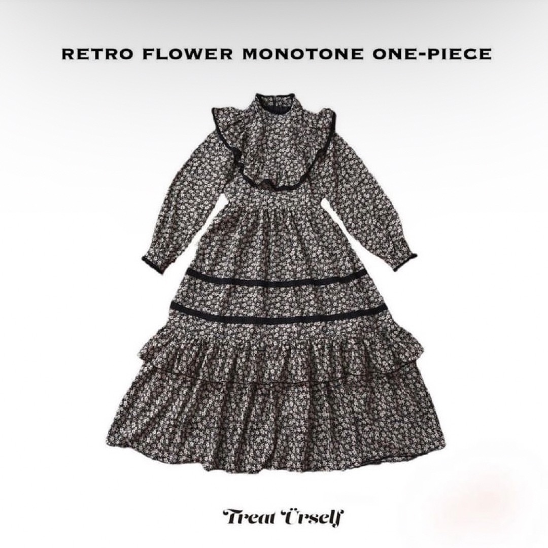 Treat ürself retroflowermonotoneonepiece レディースのワンピース(ロングワンピース/マキシワンピース)の商品写真