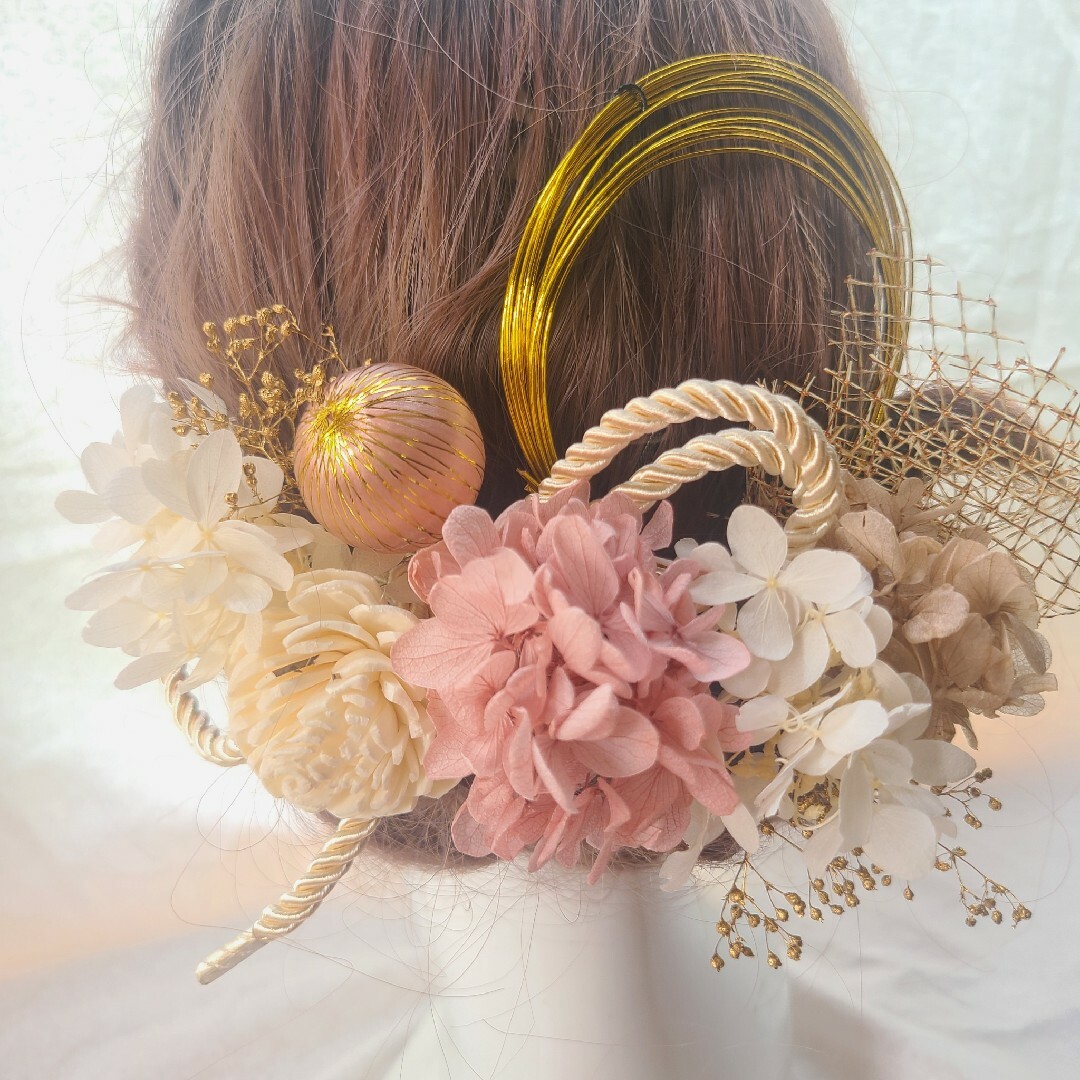 髪飾り「花笑ピンク」 成人式 結婚式 ウェディングの通販 by お花の ...