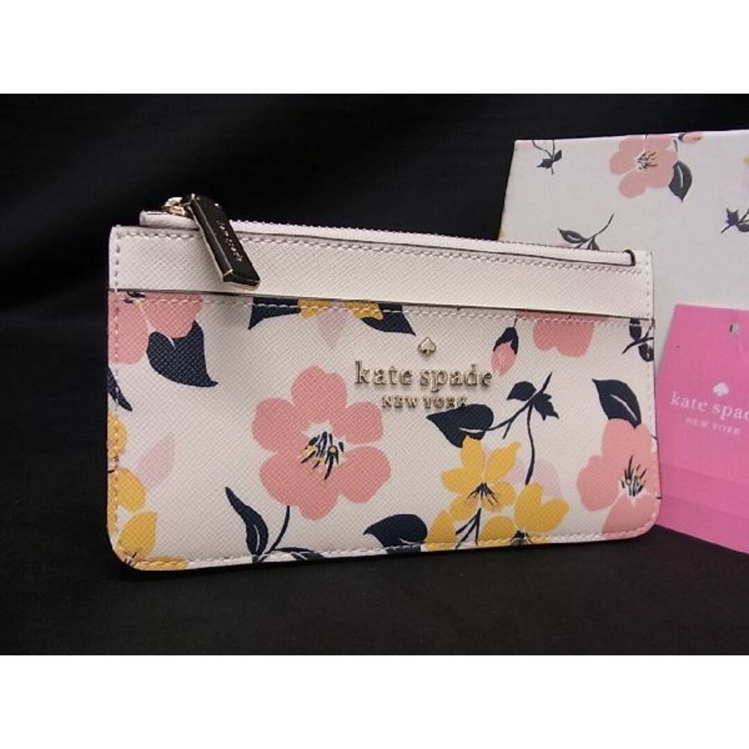 ■新品■未使用■ kate spade ケイトスペード K7227 PVC フラワー 花柄 カードケース コインケース カード入れ アイボリー系 AQ3376