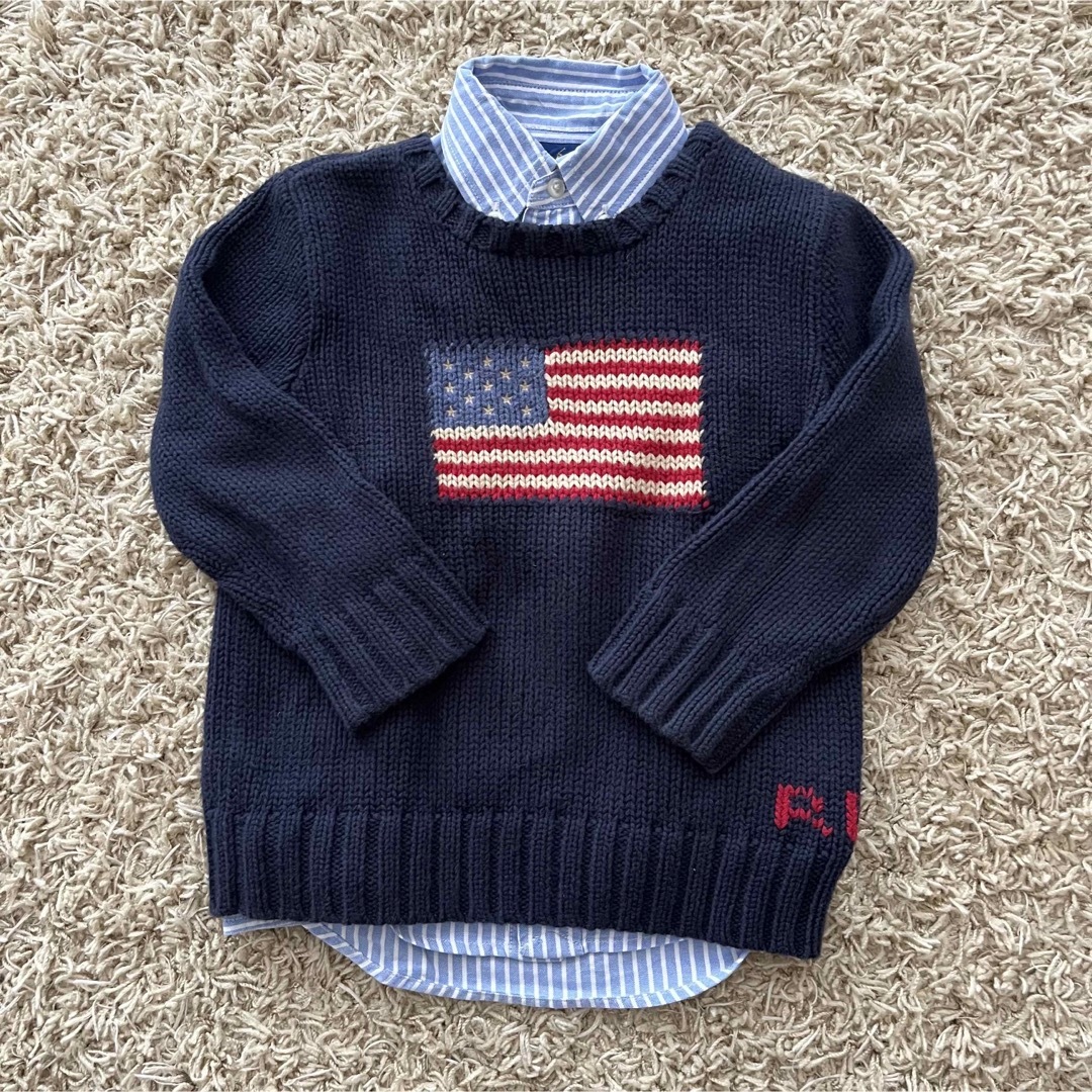 Ralph Lauren(ラルフローレン)の定番　ポロ　ラルフローレン  星条旗　アメリカ　国旗　セーター　3T キッズ/ベビー/マタニティのキッズ服男の子用(90cm~)(ニット)の商品写真