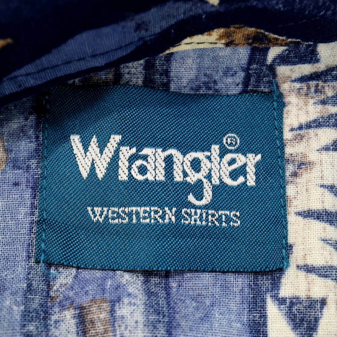 Wrangler(ラングラー)のWrangler ラングラー 総柄 ウエスタン 長袖シャツ ブルー (メンズ S) 中古 古着 O1277 メンズのトップス(シャツ)の商品写真