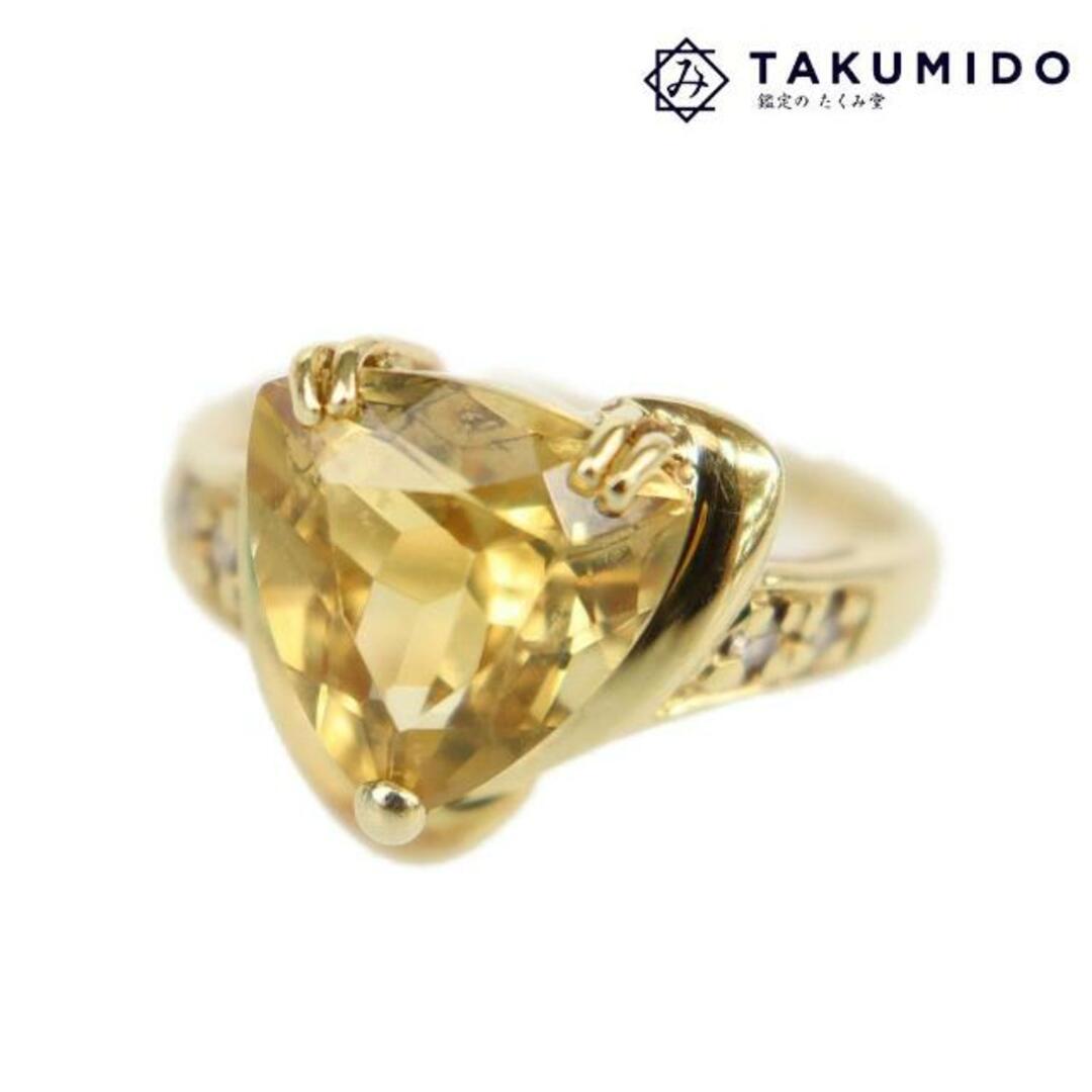 指輪 カラーストーン ダイヤリング 約10.5号  ゴールド K18 色石 2.22ct ダイヤモンド D0.06ct 総重量3.8g  | アクセサリー ジュエリー イエロー ダイアモンド ファッション レディース 宝飾 ABランク