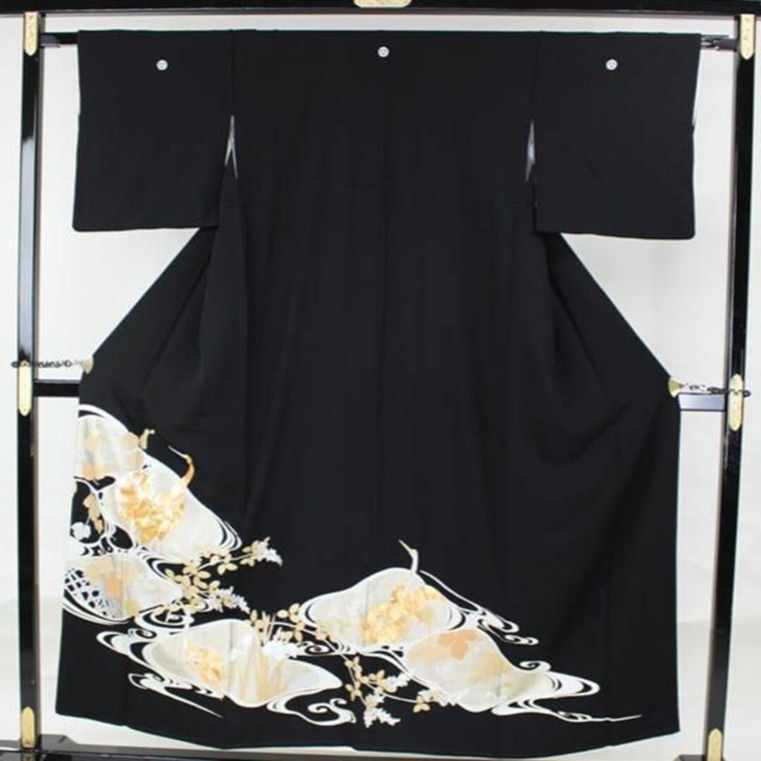 専門店　AB4932　黒留袖　155㎝　鶴金駒刺繍