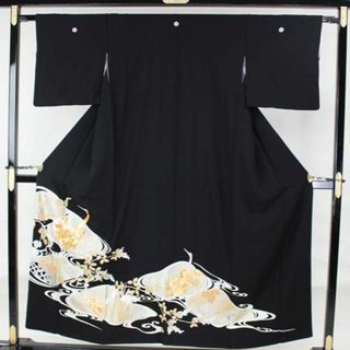 専門店　AB4932　黒留袖　155㎝　鶴金駒刺繍(着物)