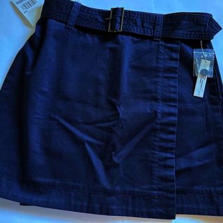 トミーヒルフィガー(TOMMY HILFIGER)の#トミーヒルフィガー#新品#巻スカート#紺#綿100%#フリーサイズ#ベルト付(ミニスカート)