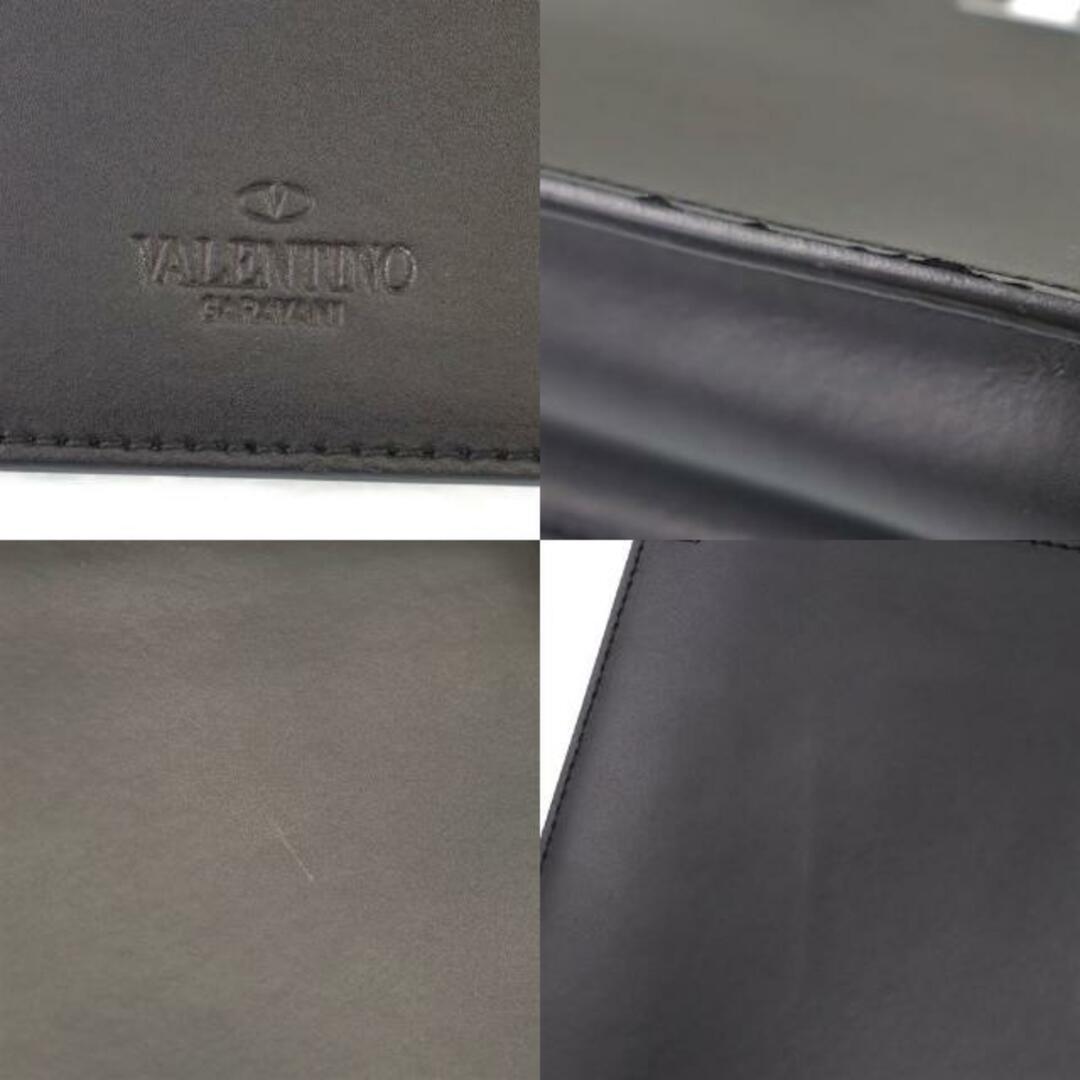 ヴァレンティノ クラッチバッグ ロゴ  ブラック ホワイト レザー VALENTINO  | セカンドバッグ メンズ ファッション バック 黒 白 シルバー金具 シンプル ABランク