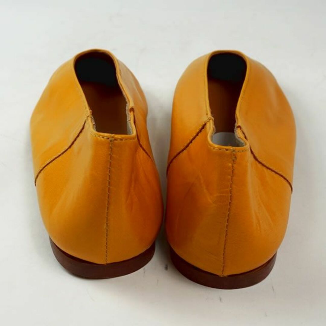 eblouna 本革 フラットシューズ イエロー 24.5cm 4804658