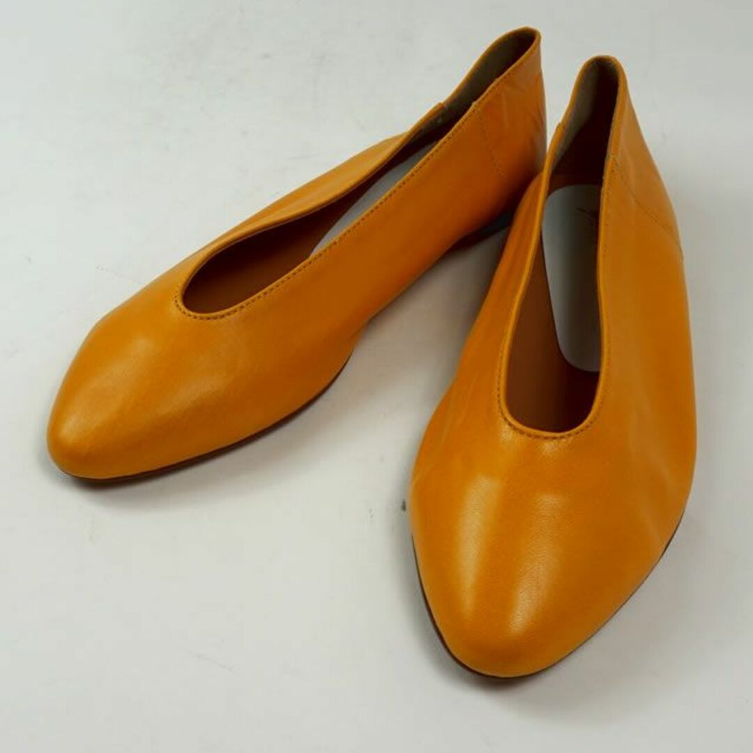 eblouna 本革 フラットシューズ イエロー 24.5cm 4804658