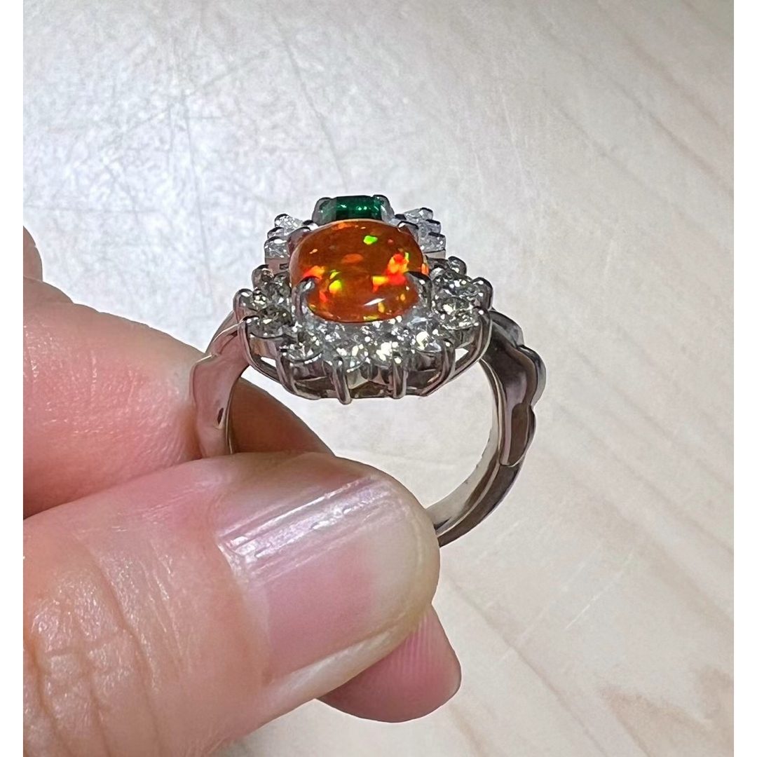 天然オパール  ダイヤ リング1.313ct pt900 r レディースのアクセサリー(リング(指輪))の商品写真