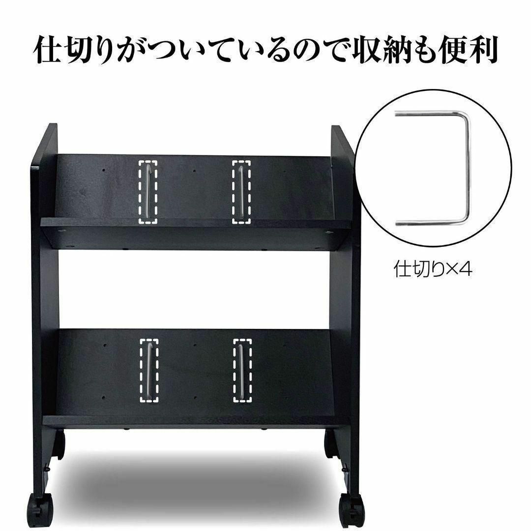 ファイルワゴン 木製 2段 キャスター付き (Black 黒) 1043 インテリア/住まい/日用品の収納家具(棚/ラック/タンス)の商品写真