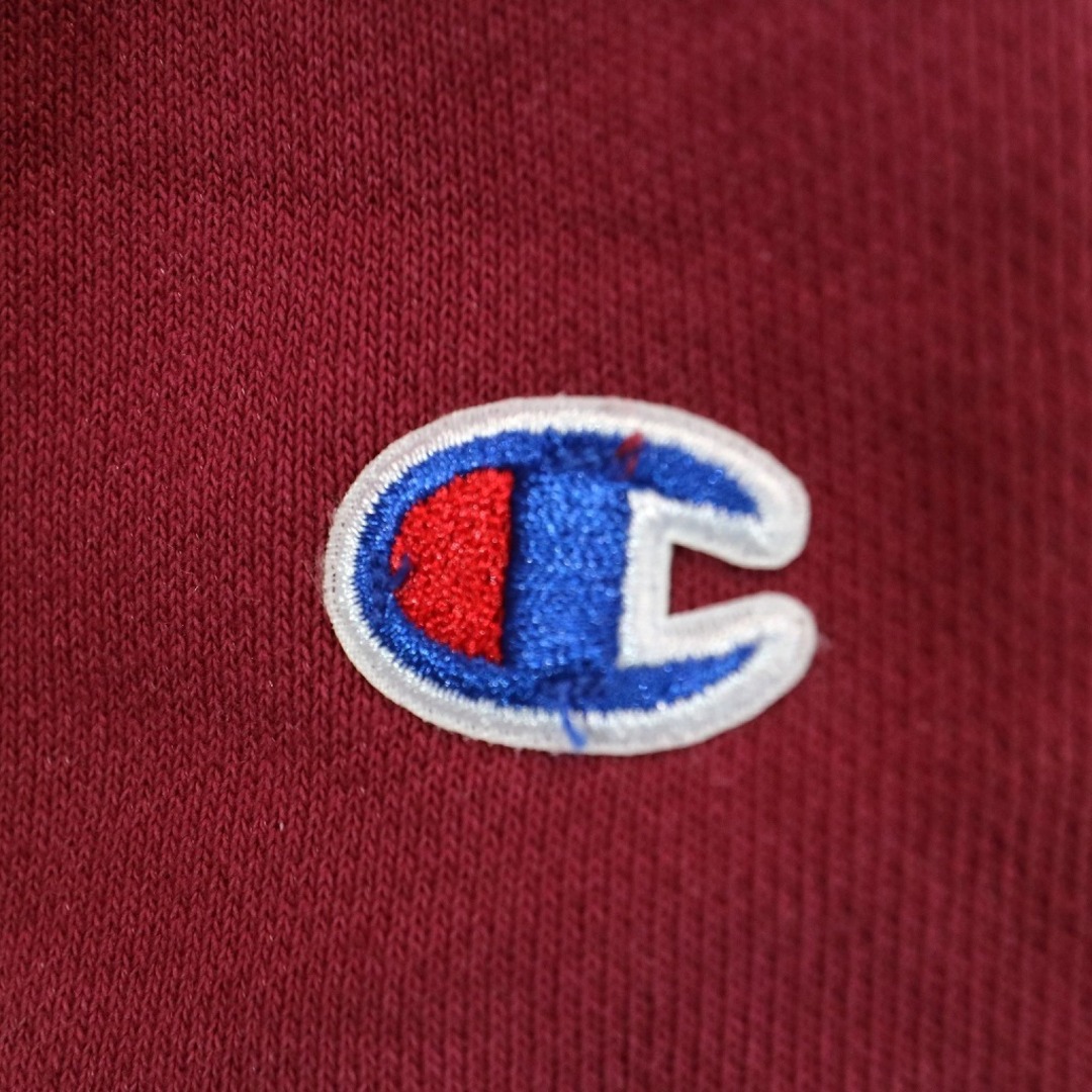 Champion チャンピオン リバースウィーブ ブランドネーム パーカー 前V ワインレッド (メンズ XL) 中古 古着 O1296