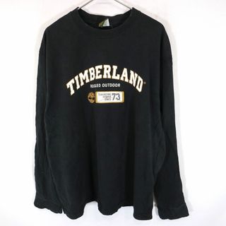 ティンバーランド(Timberland)のTimberland ティンバーランド ブランドネームプリント 長袖Ｔシャツ ブラック (メンズ L) 中古 古着 O1337(Tシャツ/カットソー(七分/長袖))