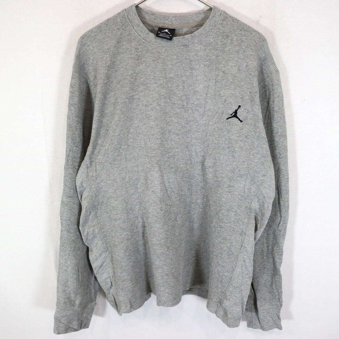 NIKE(ナイキ)のNIKE ナイキ AIR JORDAN エアジョーダン ワンポイントロゴ サーマル 長袖Ｔシャツ グレー (メンズ XL) 中古 古着 O1340 メンズのトップス(Tシャツ/カットソー(七分/長袖))の商品写真