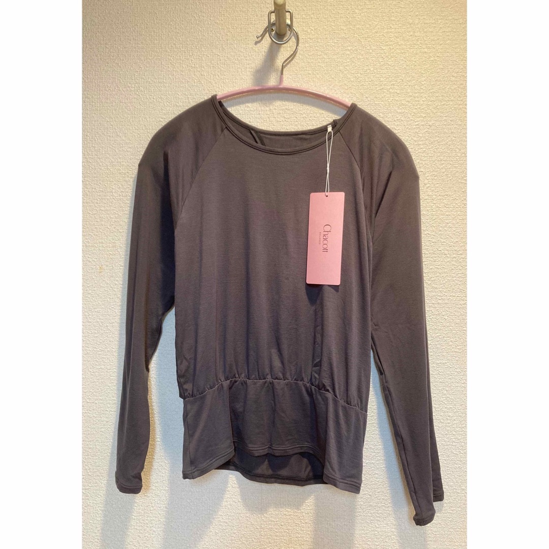 Chacott バックオープンTシャツ　チャコールグレー