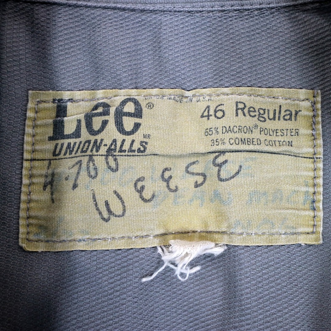 60年代 Lee リー オールインワン アメカジ  ヴィンテージ グレー (メンズ 46R)   O1346