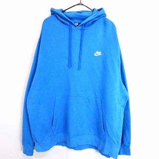 ナイキ(NIKE)のNIKE ナイキ ワンポイント刺繍ロゴ パーカー ブルー (メンズ XXL) 中古 古着 O1363(パーカー)