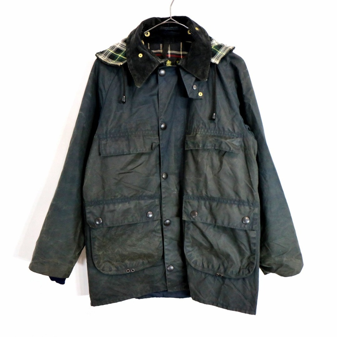 Barbour(バーブァー)の80年代 イングランド製 Barbour バブアー BEDALE オイルドジャケット ユーロ  ヨーロッパ古着 ネイビー (メンズ 34in) 中古 古着 O1371 メンズのジャケット/アウター(その他)の商品写真