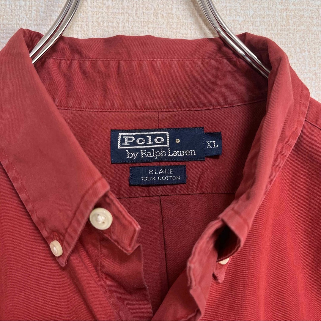 ラルフローレン BDシャツ 長袖 赤 紺ポニー刺繍 ゆるだぼ XL 90s 5