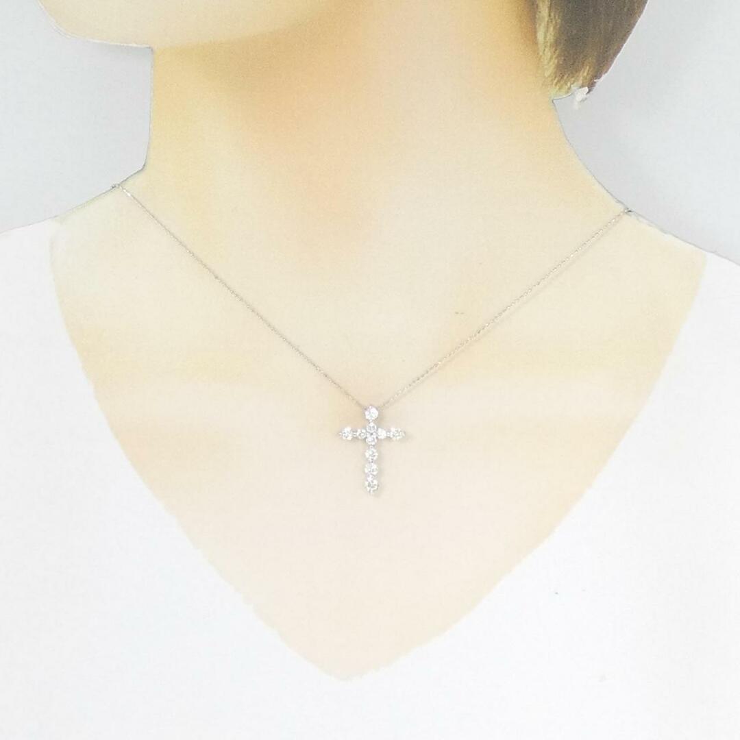 PT/K18WG クロス ダイヤモンド ネックレス 1.00CT