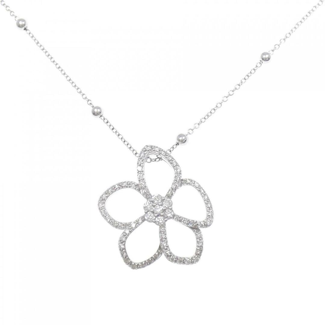 K18WG/750WG フラワー ダイヤモンド ネックレス 0.50CT-