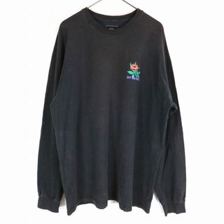 ヴァンズ(VANS)のVANS ヴァンズ グラフィックプリント 長袖Ｔシャツ ロンT 英文字 ロゴ 花 フラワー 薔薇 ブラック (メンズ XL) 中古 古着 O1381(Tシャツ/カットソー(七分/長袖))