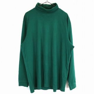 エルエルビーン(L.L.Bean)のL.L.Bean エルエルビーン タートルネック 長袖Ｔシャツ ロンT 無地 プレーン グリーン (メンズ XL) 中古 古着 O1387(Tシャツ/カットソー(七分/長袖))