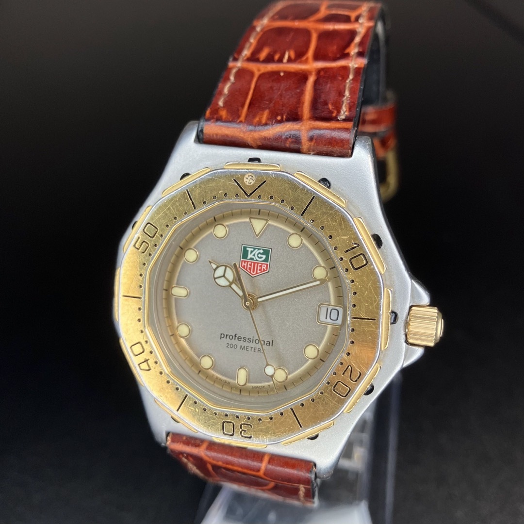 正規品 可動】 タグホイヤー メンズ腕時計 ゴールド 3000シリーズ レザー-